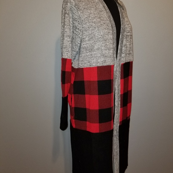 Buffalo Plaid Boot Length Cardigan - Picture 3 of 4